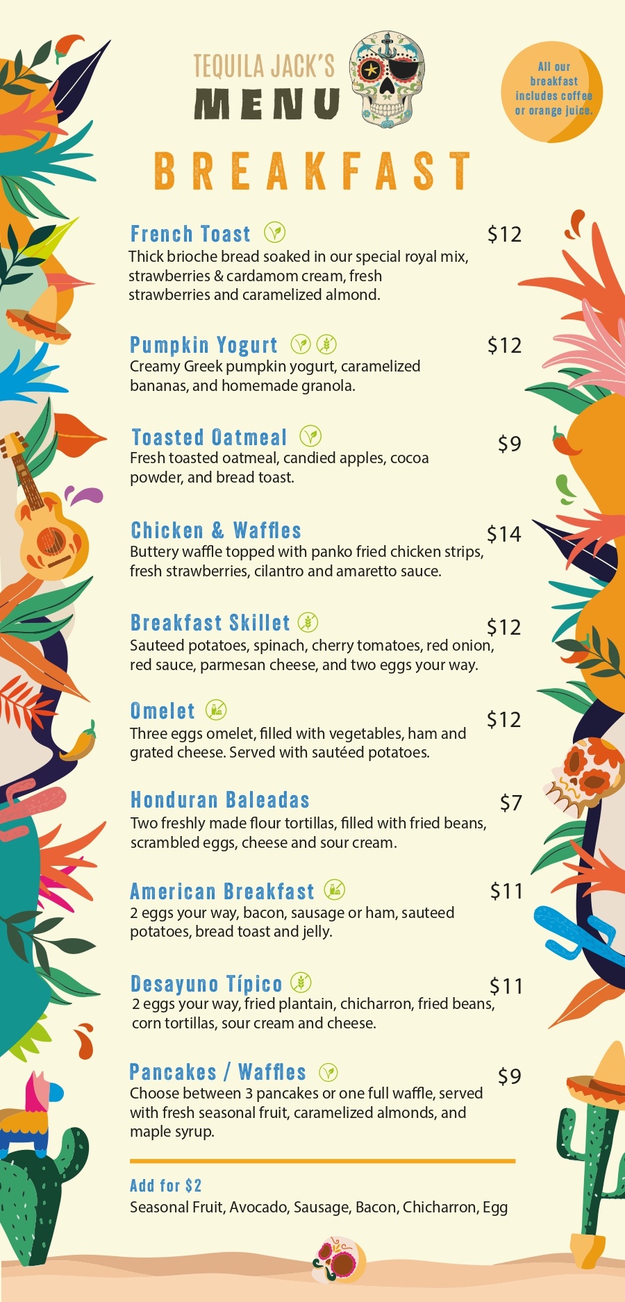 TEQUILA JACKS Breakfast Menu Pg 1