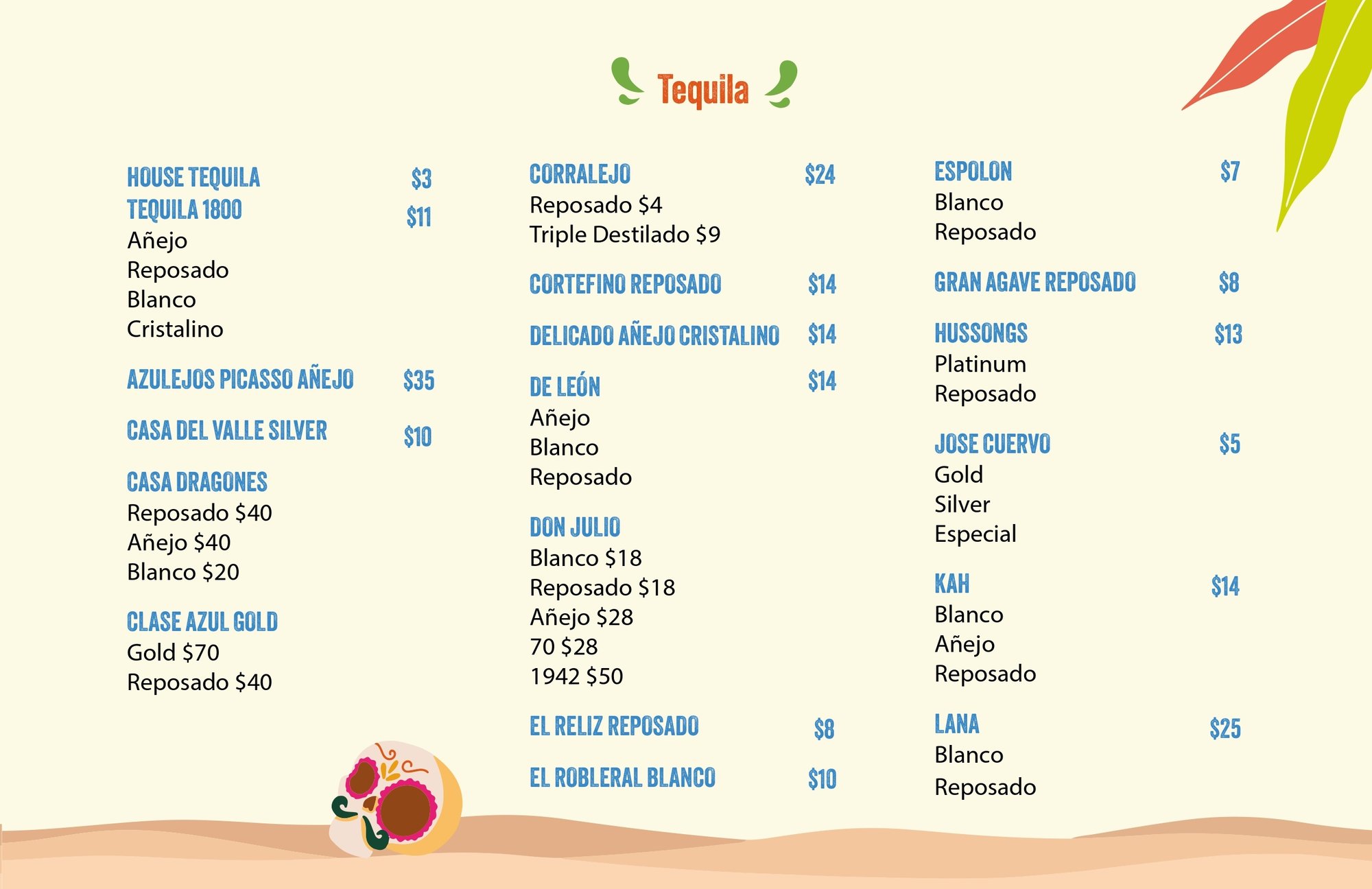Tequila Jacks Drink Menu Pg 3