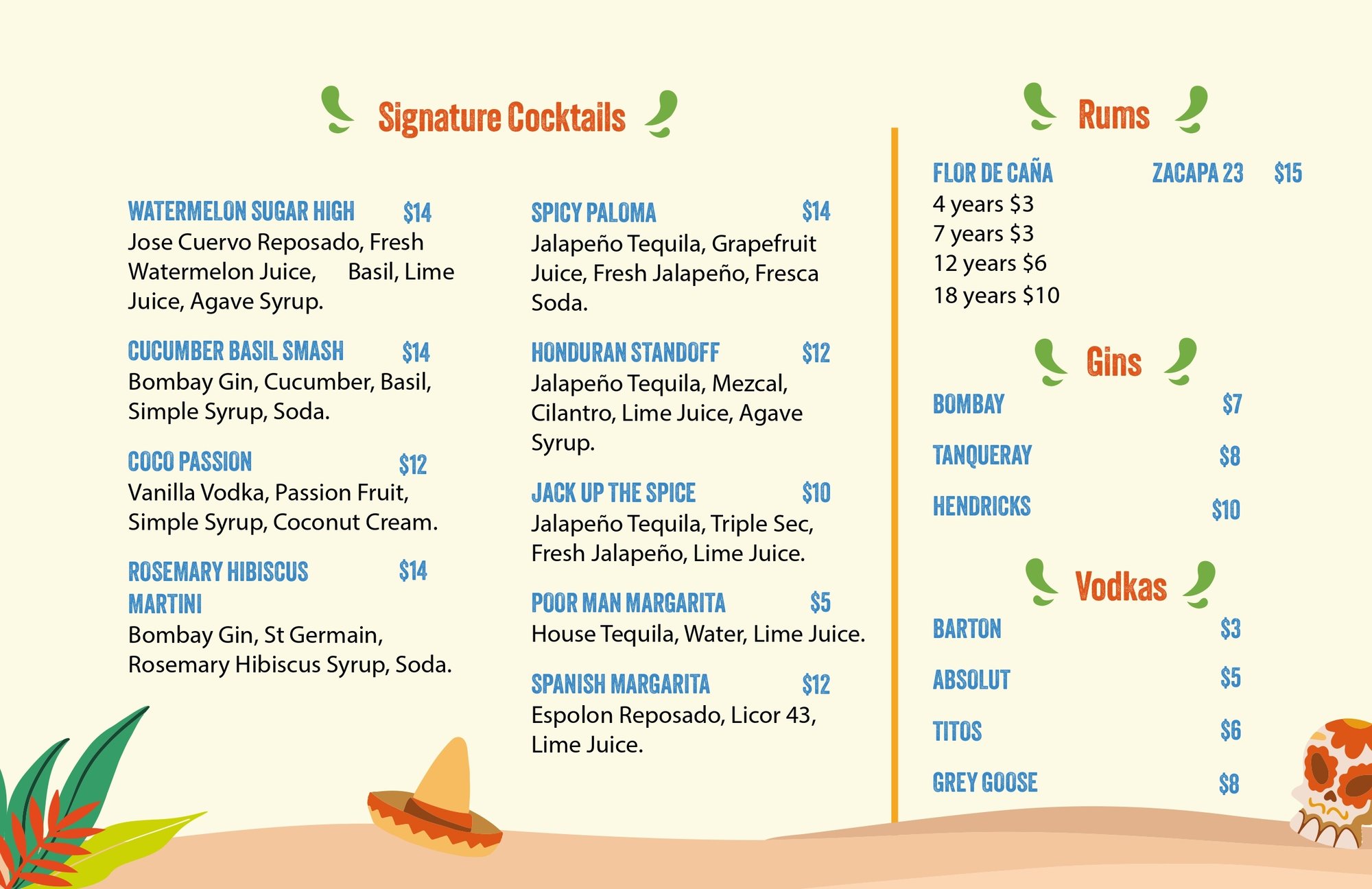 Tequila Jacks Drink Menu Pg 5