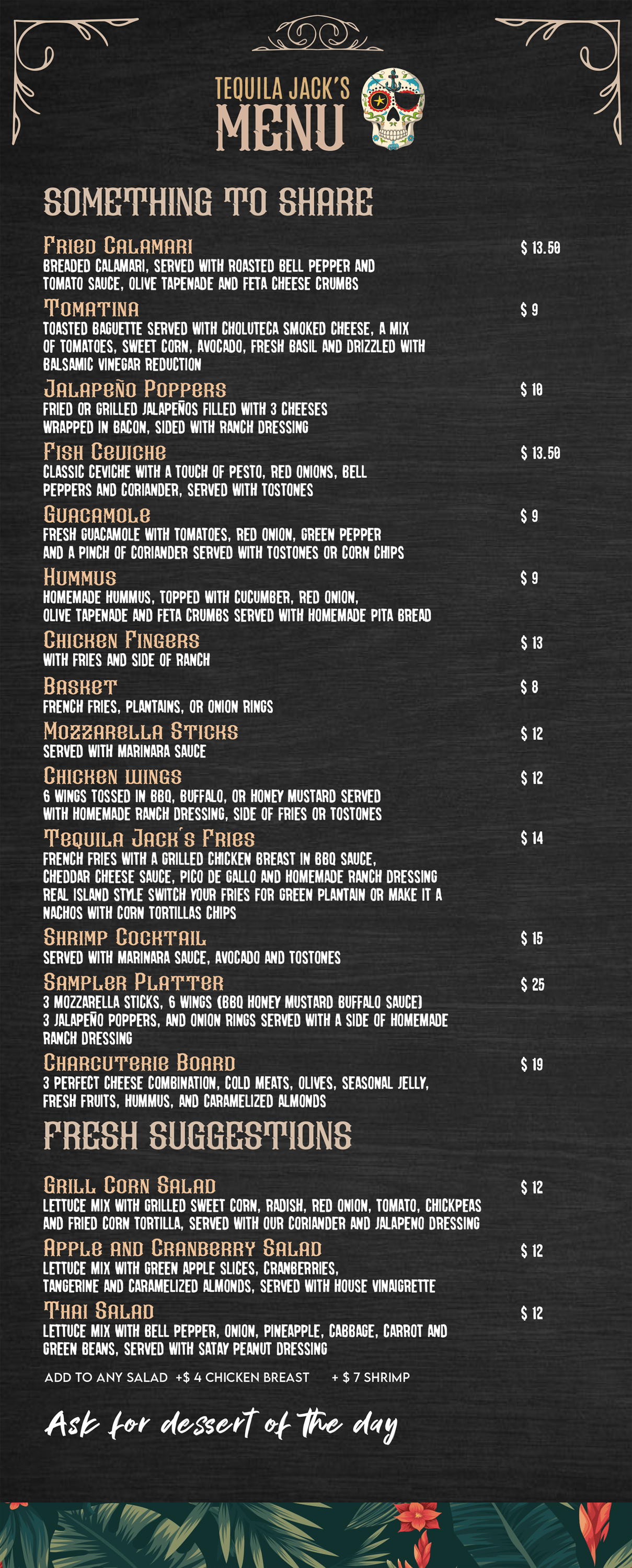 Tequila Jack's Food Menu