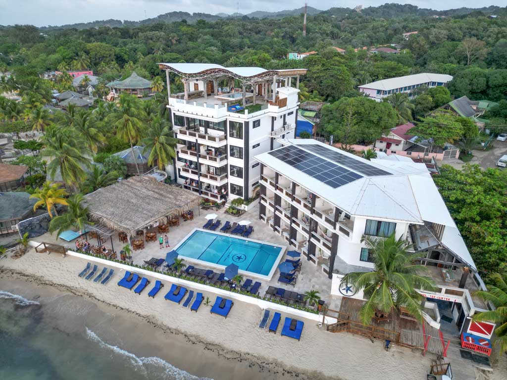 Newly renovated Brisas Del Mar Roatan Beach+Dive Resort side angle view