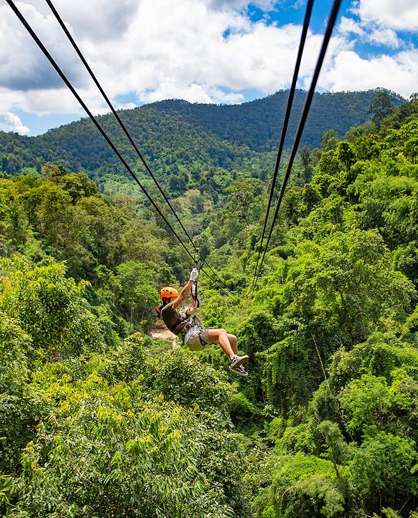 woman on zip line